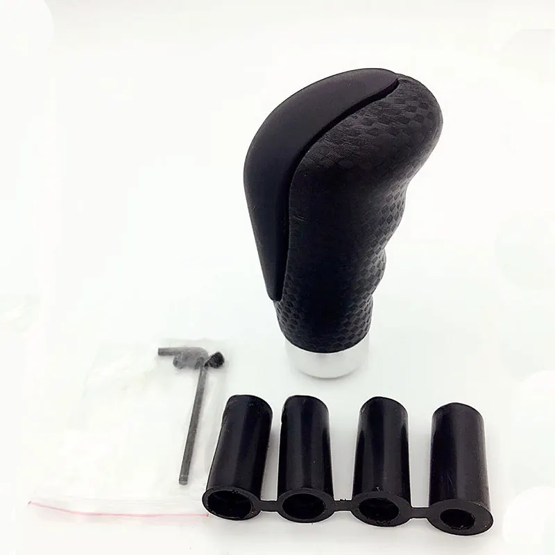 

Black leather Aluminum Car Gear Shift Knob Shifter Lever Universal Fit Automatic Transmission accessory Car Styling Rubber