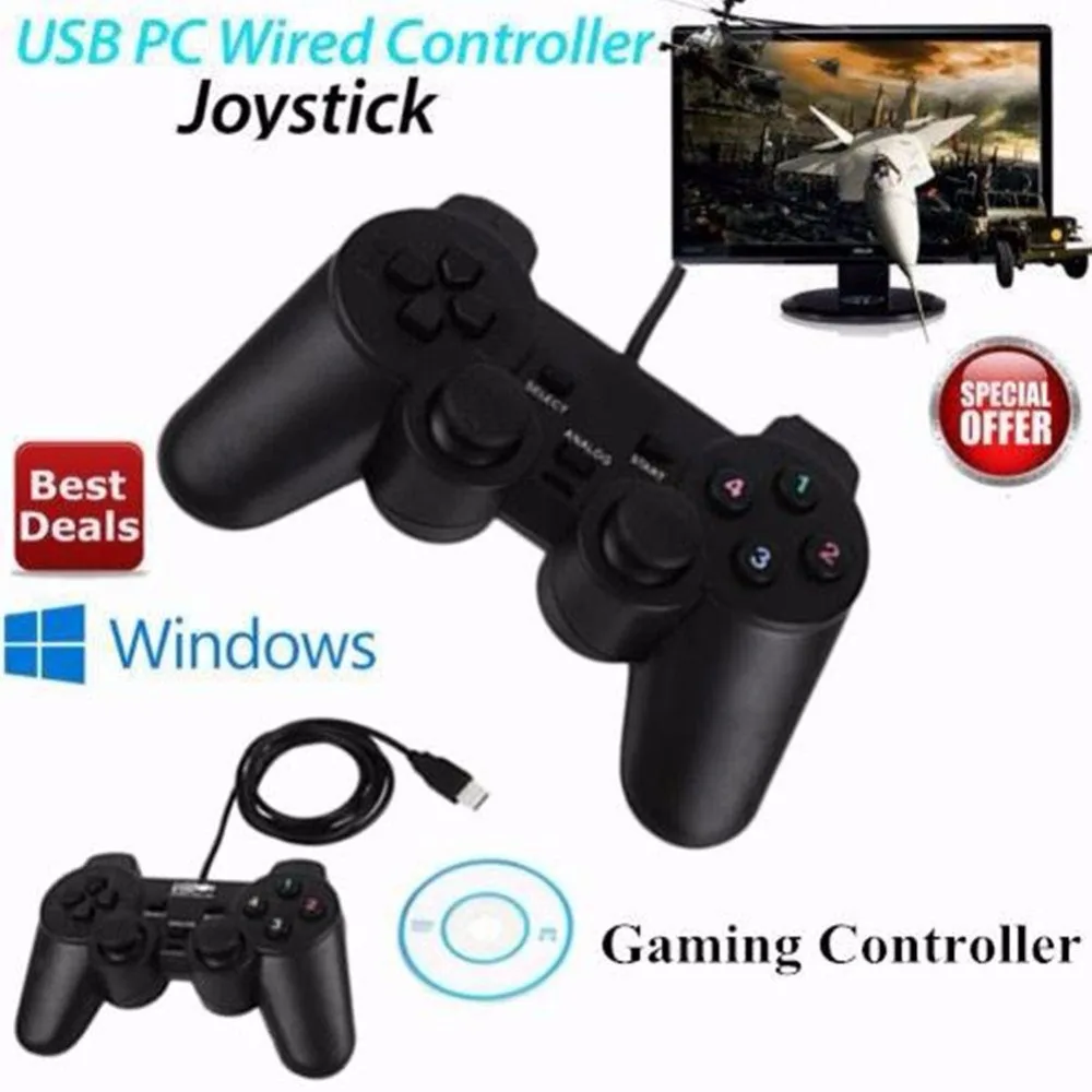 

2pcs Wired Gamepad USB Game Controller Gaming Joypad Joystick Control for PC Computer Laptop Gamer Black Game Console Boy Gift