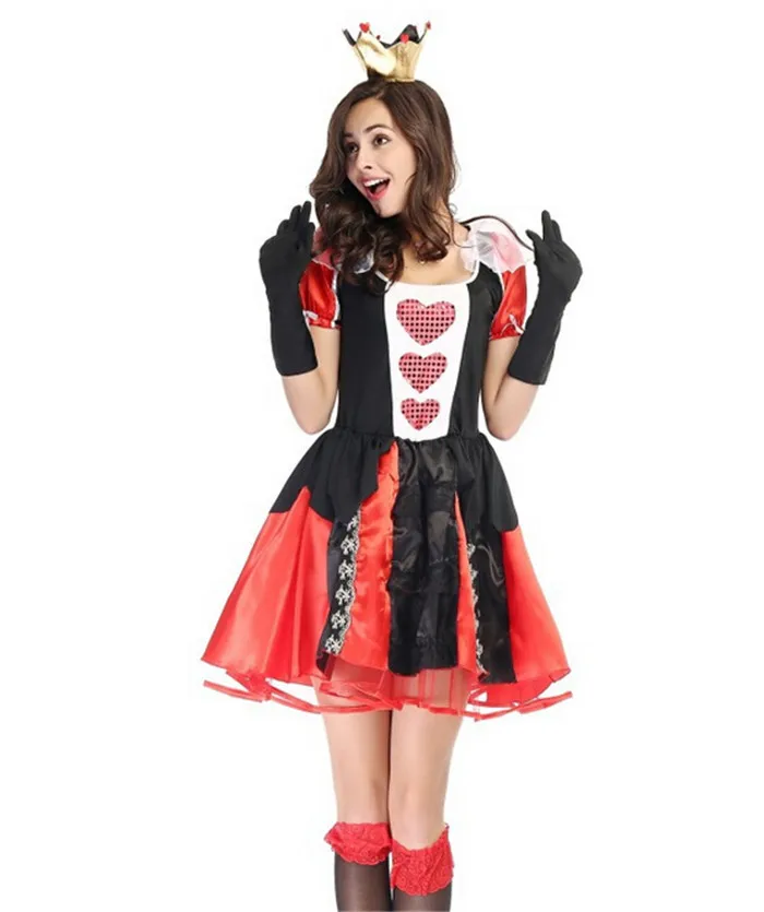 Сексуальный костюм королевы сердца для взрослых женщин, костюм Алисы в стране чудес на Хэллоуин, наряд Красной королевы
