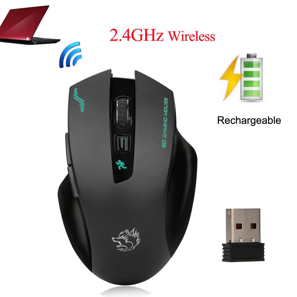 

Universal Rechargeable Wireless Mouse USB Receiver 2.4G 2400DPI Gaming Mouse Gamer 6 Buttons Mice Pro For Mac Windows A30