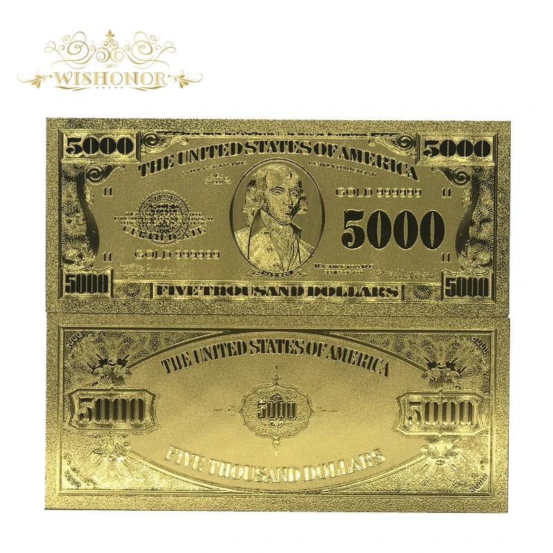 Wishonor 10 шт./лот американская золотая банкнота 5000 долларов банкноты мира для