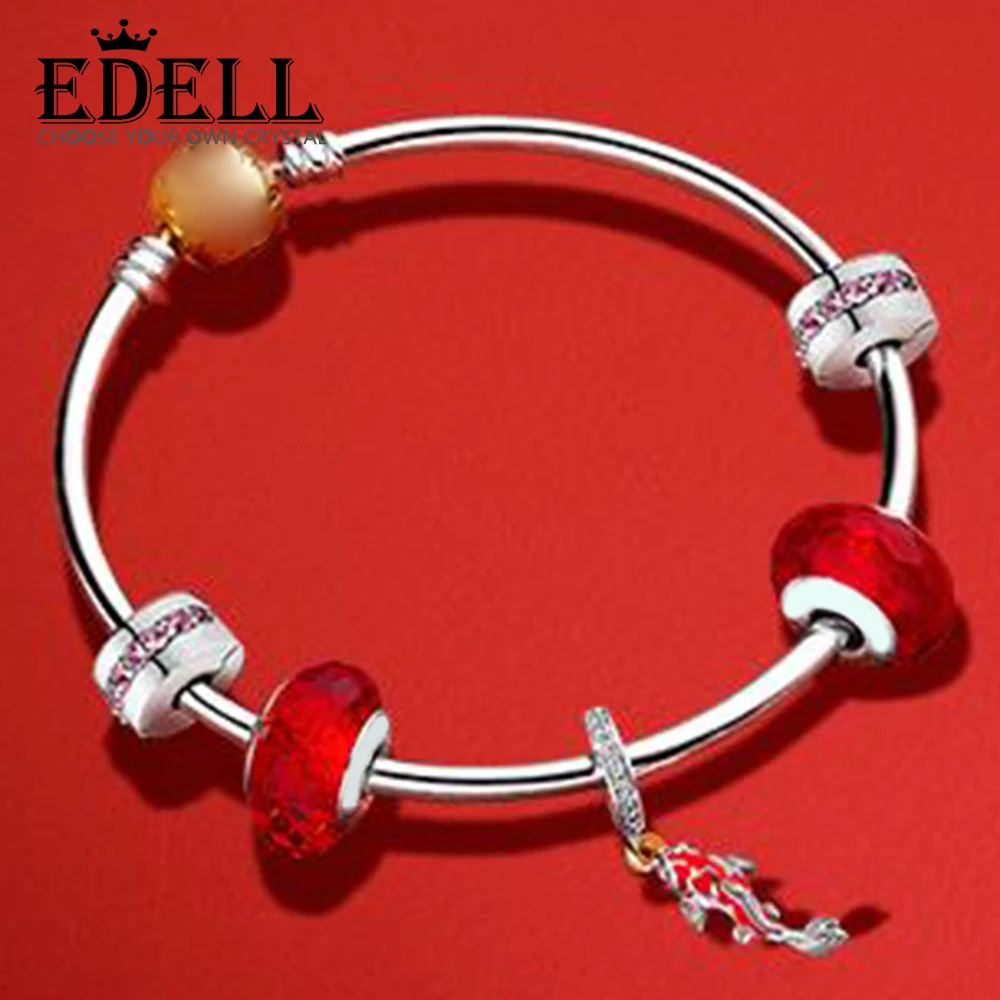 

EDELL 100% 925 Sterling Silver 2019 Brand New GOOD FORTUNE CARP HANGING CHARM Chinese New Year Happy New Year Bangle Gift Set