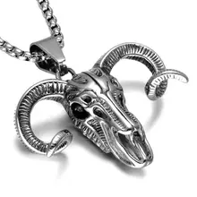 Рог череп козла кулон 316L Нержавеющая сталь Мода Soild Серебряный Прохладный Череп овец кулон