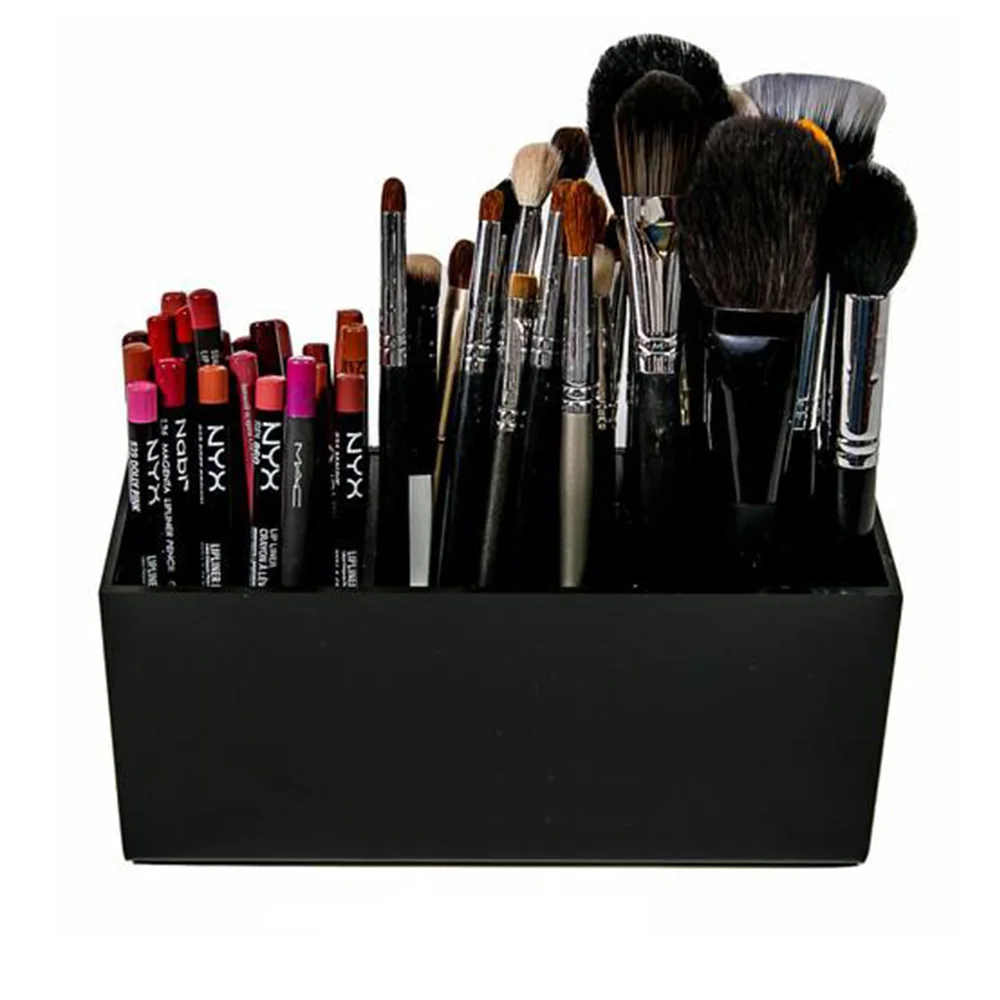 Brush And Liner Makeup Organizer Acrylic Makeup Tools Storage Box 3 Slots Eyebrow Pencil Holder Lipsticks Stand Case