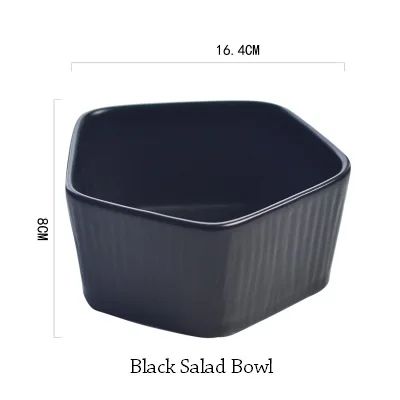 В скандинавском стиле, бытовая керамическая чаша, Паровая рисовая Салатница, миска для десерта, миска для супа - Цвет: Black Salad Bowl