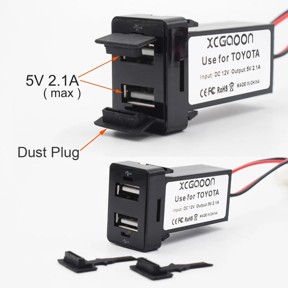 Зарядное устройство XCGaoon для TOYOTA специальный адаптер с 2 USB разъемами 1 а инвертора