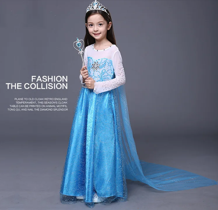 Girls Anime cosplay Elsa Costume Elsa Long Sleeve Princesses Dress for