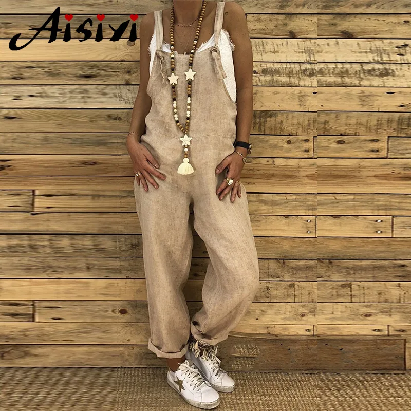 womens linen bib overalls