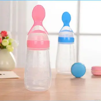 

Useful Safety Silicone Baby Bottle With Spoon Food Supplement Rice Paste Feeding Bottles Convenient and practical 125ML