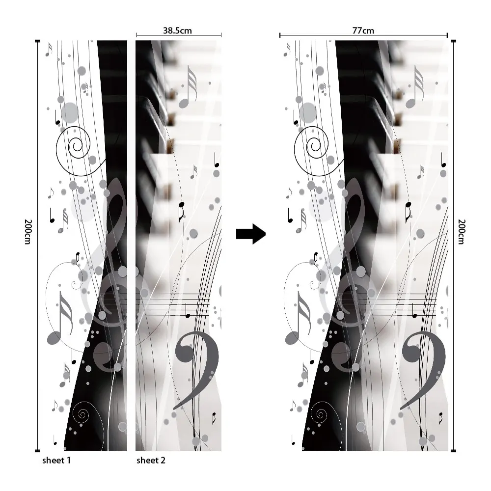 ПВХ самоклеющиеся водонепроницаемые дверные стикеры современные 3D Танцы Примечание Настенные обои Гостиная Спальня DIY двери Стикеры домашний декор