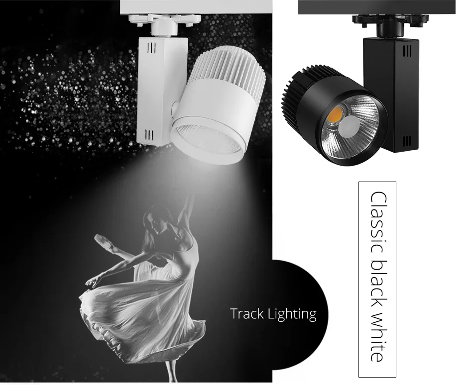 2Track Lighting LED Tracking Lamp 30W LED Clotheing Shopping Mall Exhibition Rail Light Black White Aluminum Modern Spot Lights