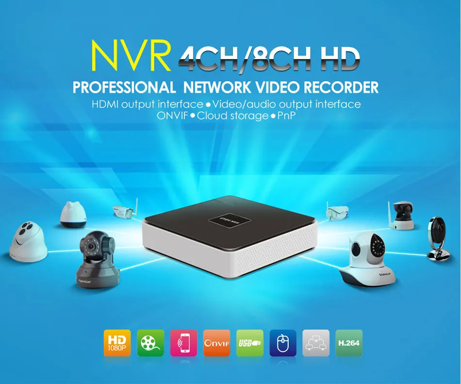 VStarcam N800 Eye4 Onvif 8CH NVR HD ONVIF Network Video Recorder For VStarcam IP Camera HDMI Output Interface Cloud Storage
