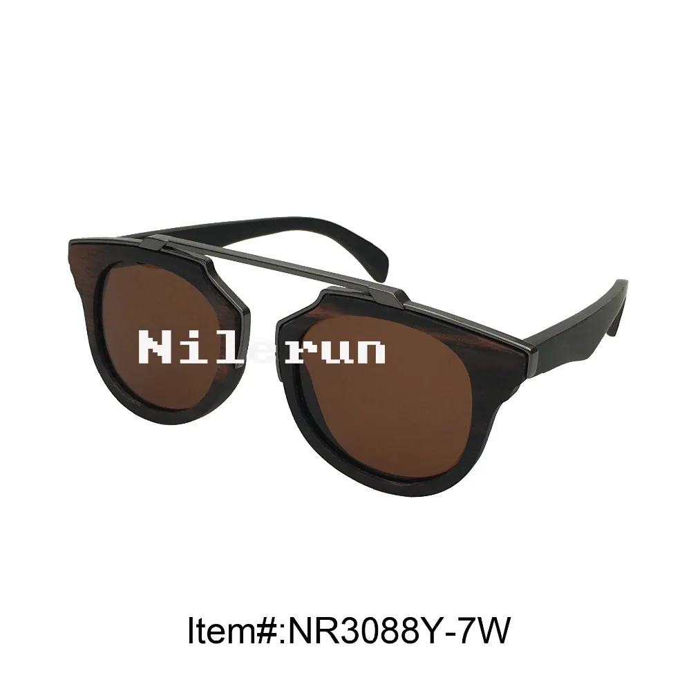

new latest brand ebony wood dark grey metal sunglasses