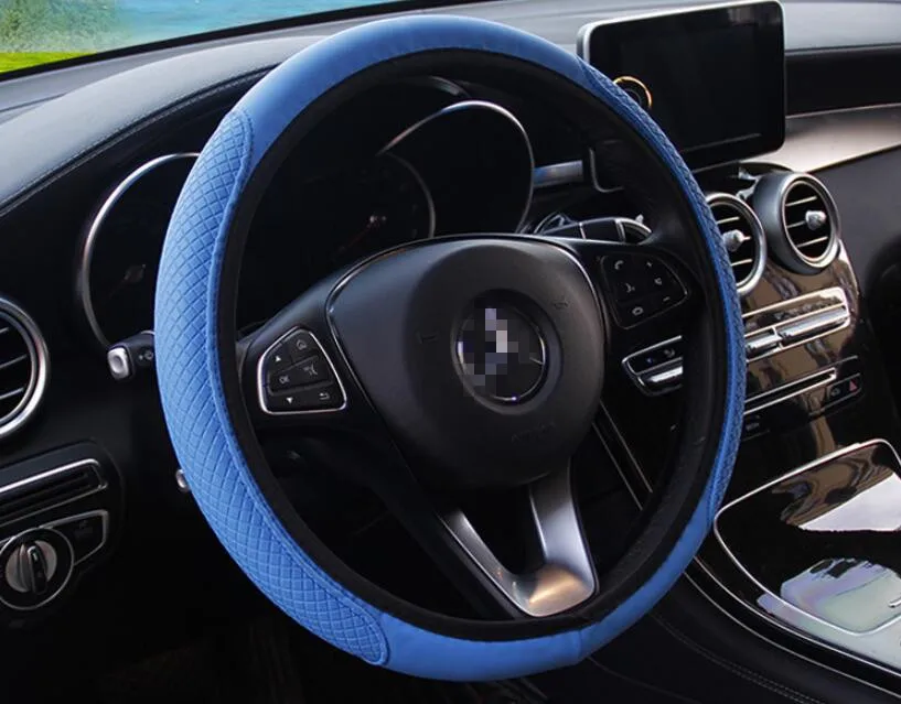 Автомобиль 38 см руль искусственный кожаный чехол для Mercedes Benz W211 W203 W204 W210 W124 AMG W202 CLA W212 W220 CLK63 R F700 - Название цвета: blue