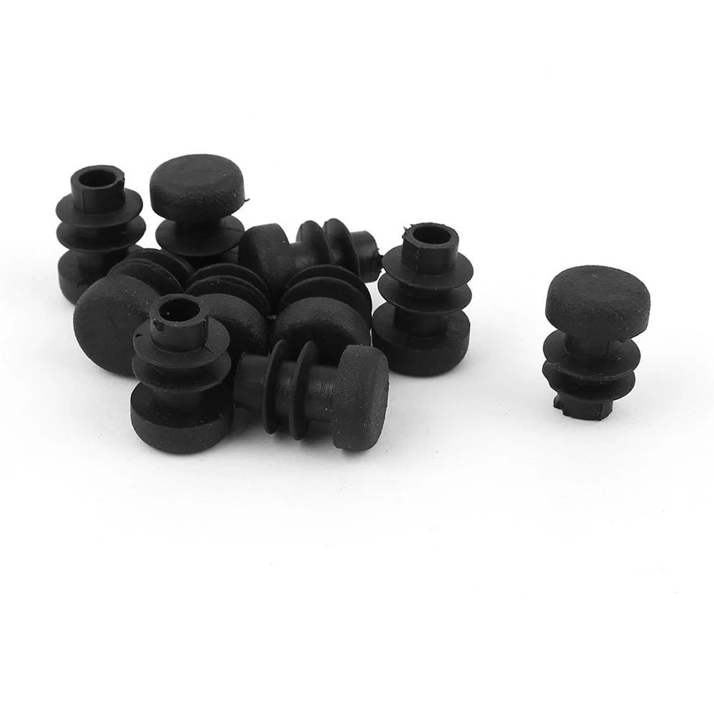 10 Pcs Black Plastic 12mm Pipe End Blanking Caps Bung Tube Tubing Insert Round