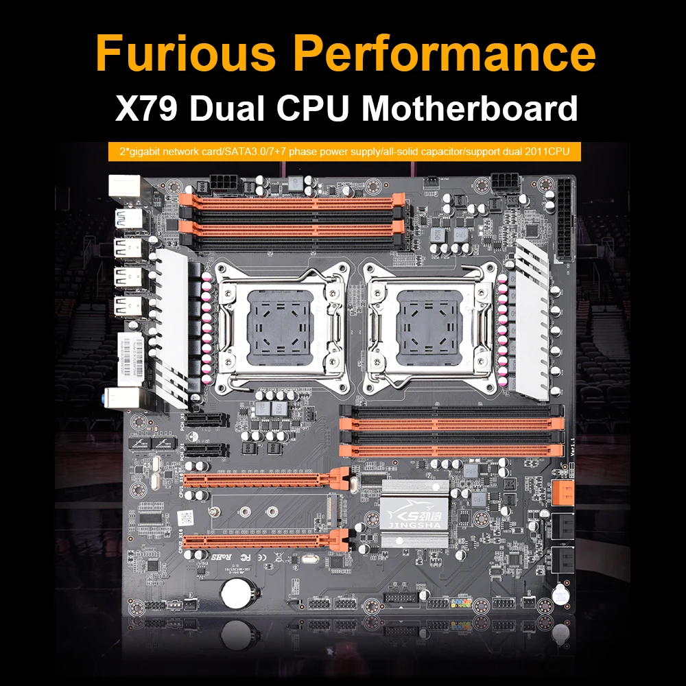 Sale Jingsha X79 LGA 2011 Motherboard Dual CPU Motherboard LGA2011 SATA3.0 E-ATX M.2 256G DDR3 Mainboard E-ATX SATA3.0 20