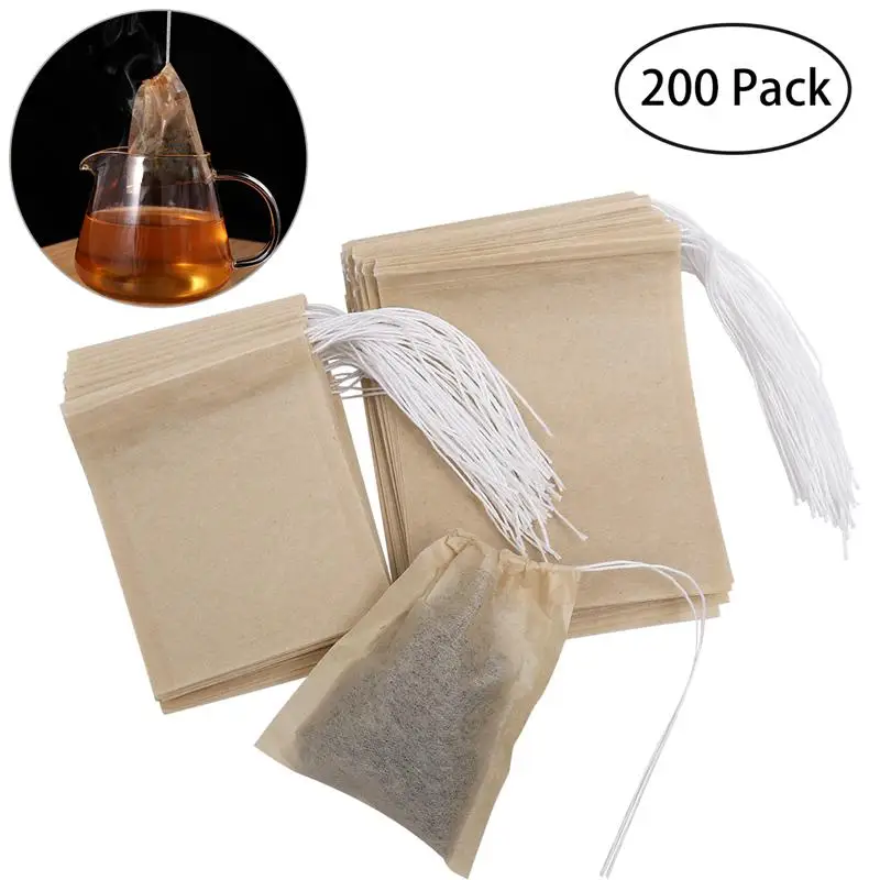 200 unidades bolsa de té con cordón para hierbas Bolsas de té desechables con filtro vacío 