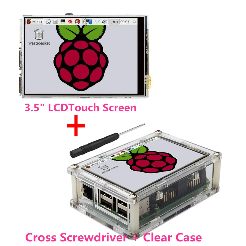 Лучшая цена Оригинал 3.5 "ЖК-дисплей TFT Сенсорный экран Дисплей для Raspberry Pi 2/Raspberry Pi 3 Модель B доска + акрил чехол + стилус