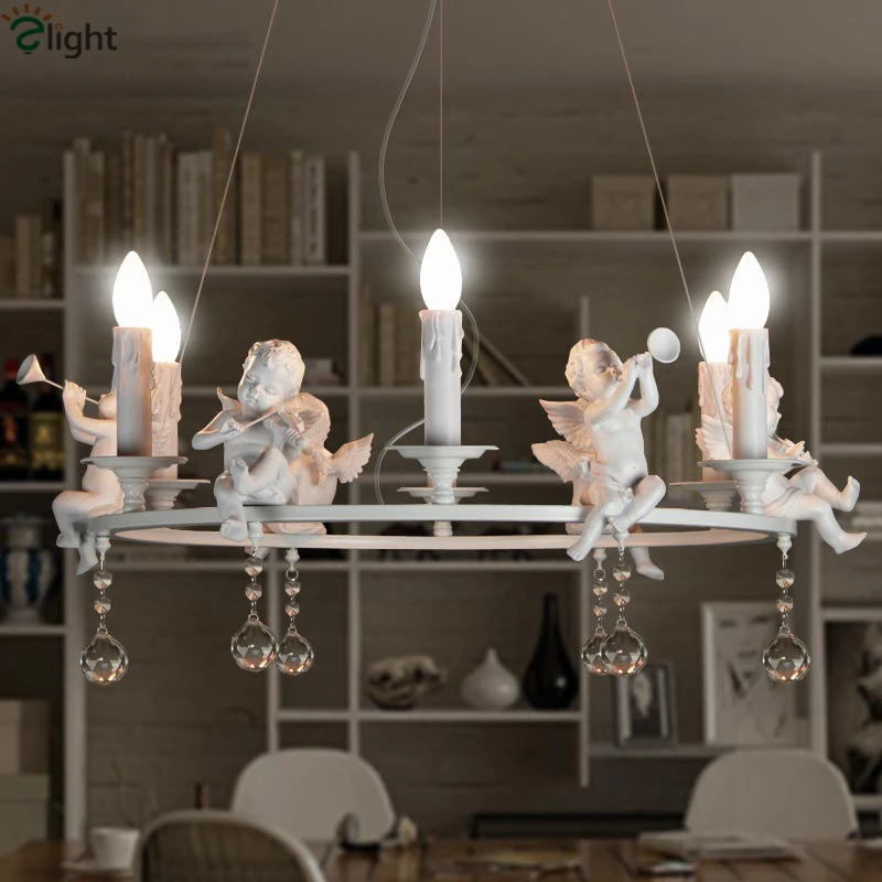 

2016 Nordic Foyer Dining Room Resin Angel Led Chandelier Lustre De Cristal Round Chandelier