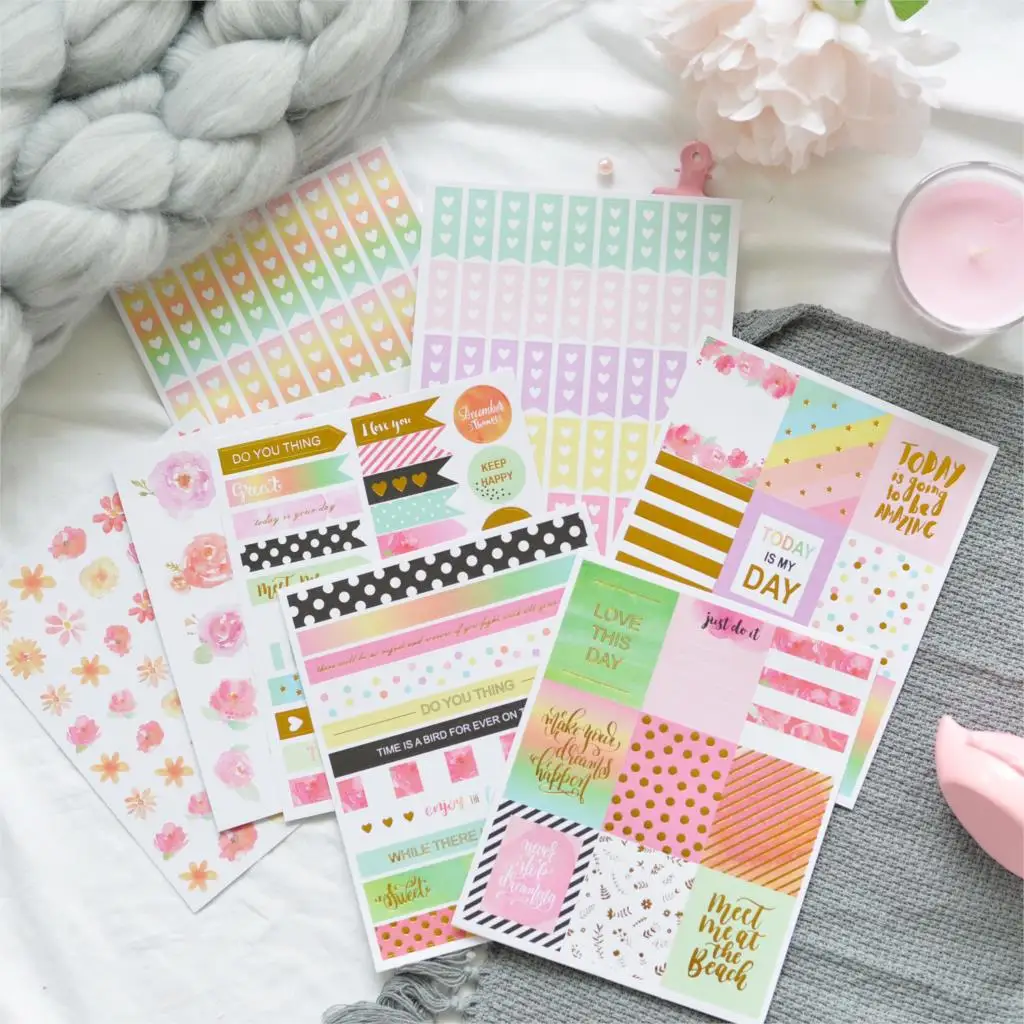 20 sets Kawaii Stationery Sticker Fresh Flower Diary Planner Decorative Mobile Stickers
