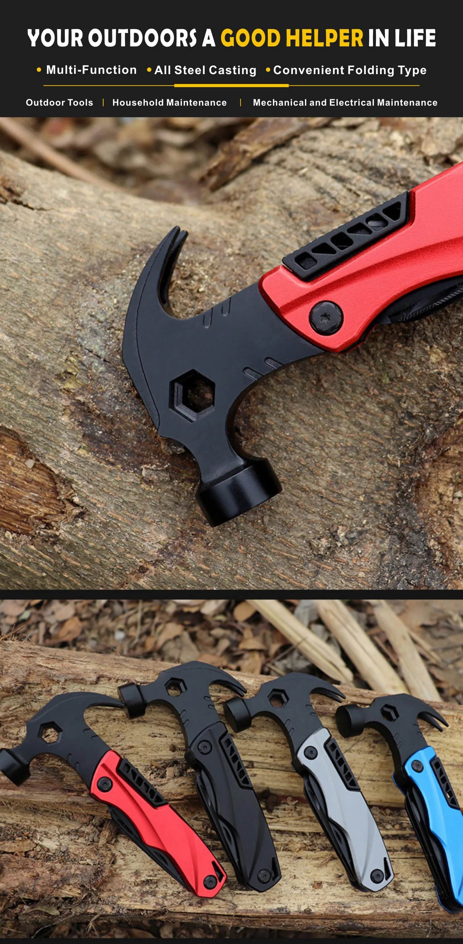 chisel plane Multi Outdoor Camping Tools Adjustable Wrench/Car Multi-function Lifesaving Hammer Mini Pockets Multifunctional Tool trimming plane