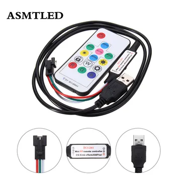 

USB 3key Button Control Dimmer for DC5V WS2812 LED Pixel Strip Module Light with JST Connector RF 14key USB WS2812B Controller