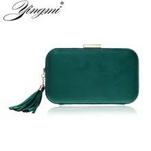 YINGMI, Новое поступление, женский клатч, вечерние сумки, на цепочке, сумки на плечо, бархатный материал, с кисточками, модные, вечерние, свадебные клатчи