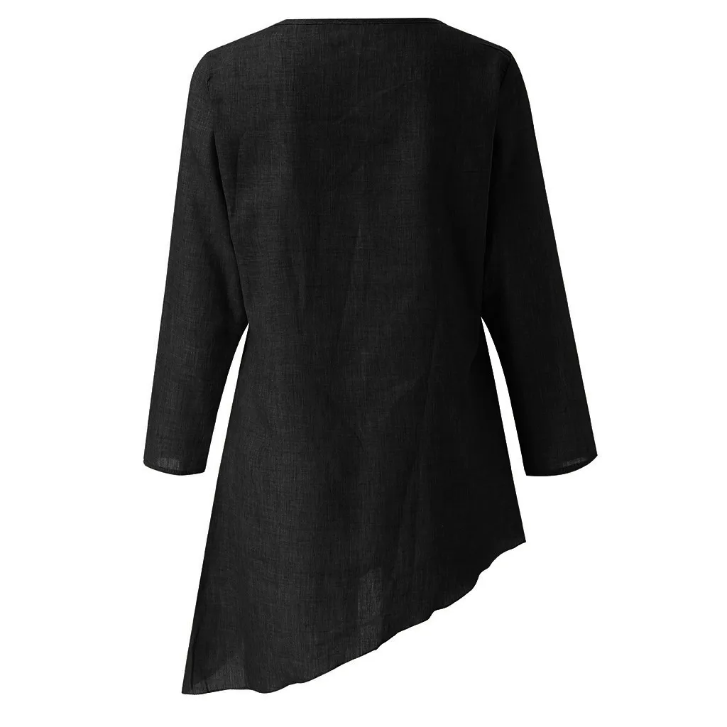 SAGACE Big Size Solid Womens Linen Tunic Tops Long Sleeve Blous Casual Loose Long Sleeve Tops Ladies High Quality Sweatshirt