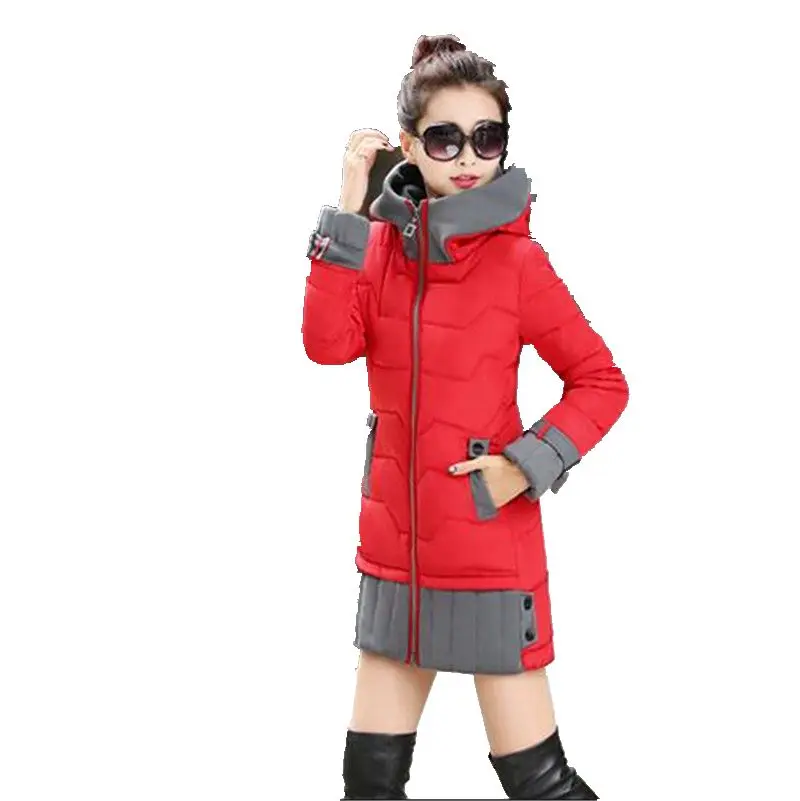 2016 Winter Latest Fashion Women Big Yards Down Jacket Hooded Keep Warm Loose Leisure Long Sleeve Long Cotton Down Jacket G0786