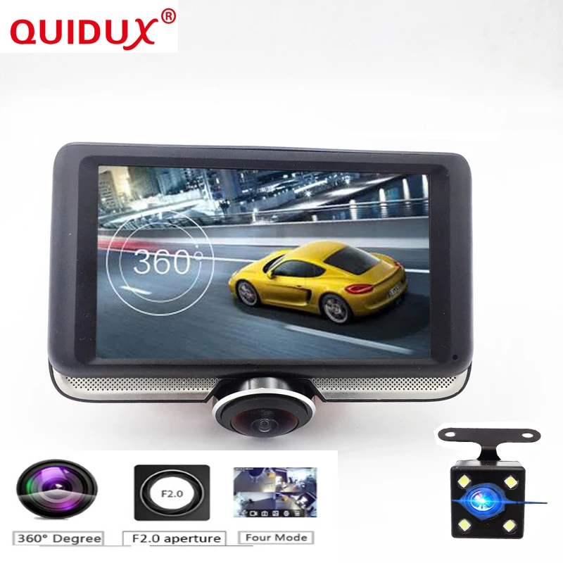QUIDUX 4 5 Full HD 1440p IPS Touchscreen Car DVR 360 degree Panorama Recorder Camera Dashboard