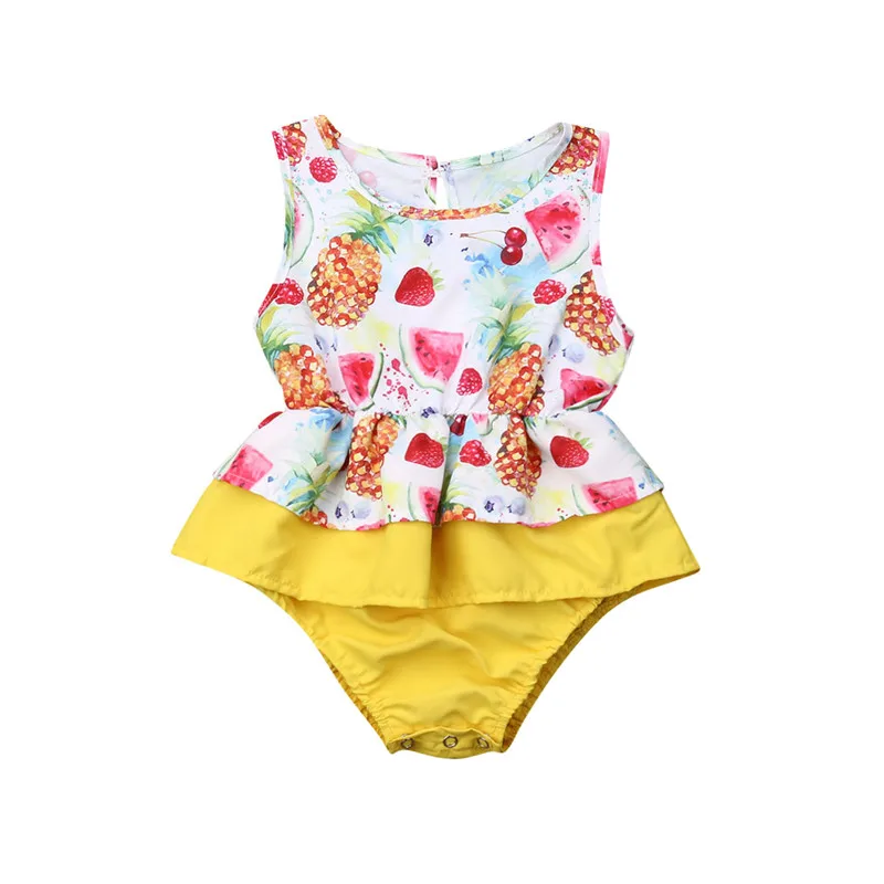 

Newborn Infant Toddler Kids Baby Girl Summer Cotton Fruits Print Sleeveless O-Neck Bodysuit Outfits Clothes Costume Clothing