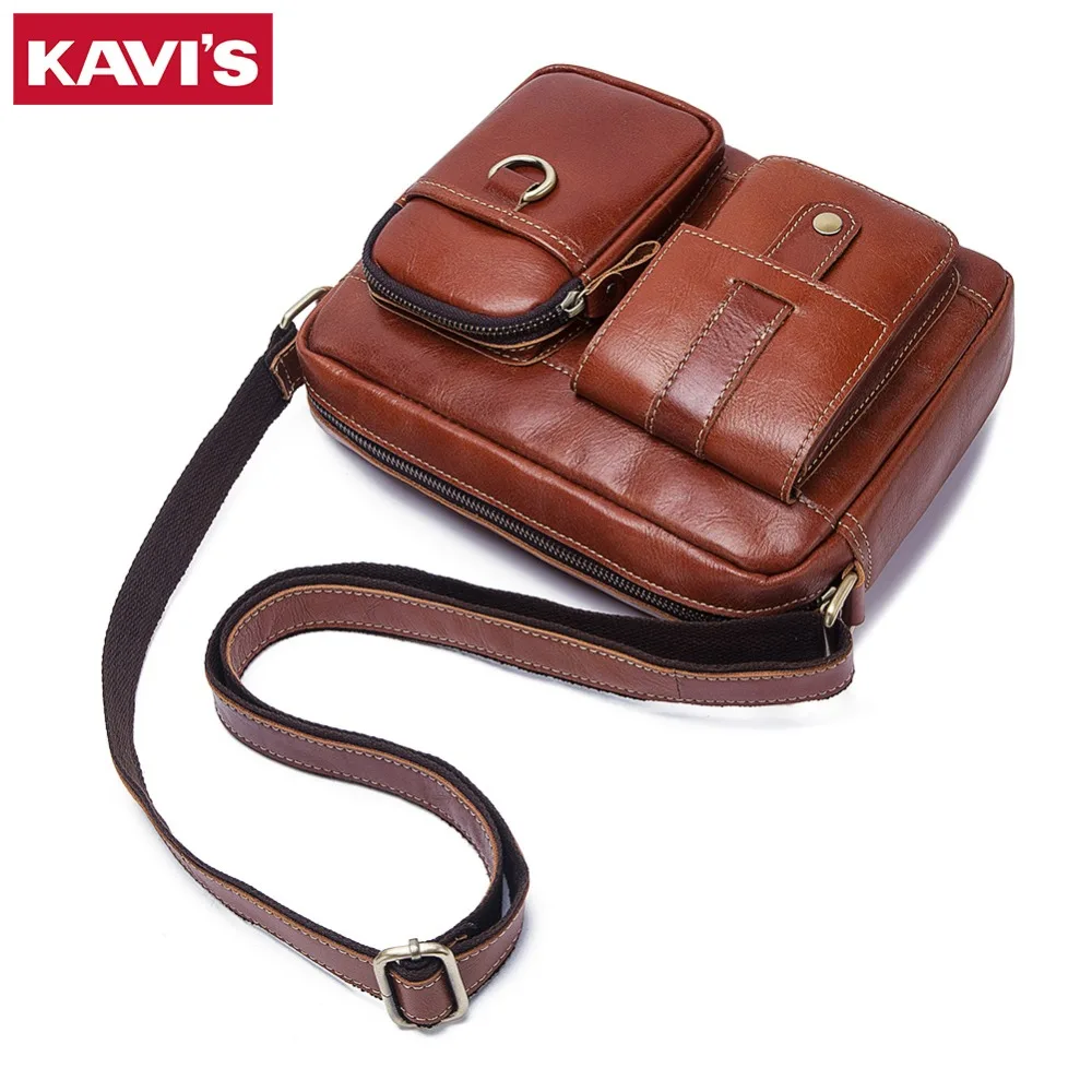 

KAVIS 2019 New Messenger Men Bag Small Genuine Leather Soft Shoulder Bags Business Crossbody Bag Famous Brand Sling Crazy Horser