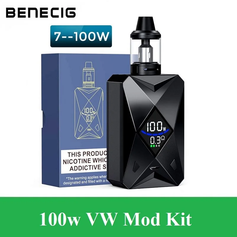 

Benecig Goblin 100w Diamond E Cigarette Starter Kit 2000mAh Battery Vape Mod With Atomizer Vaper Cigarro Eletronico Vaporizer
