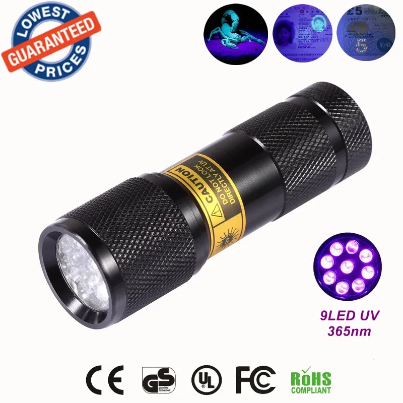 

Alonefire 9LED 365nm LED Light UV Flashlight /Ultraviolet Light for UV Leak Detector (365nm Best world ultraviolet lamp)