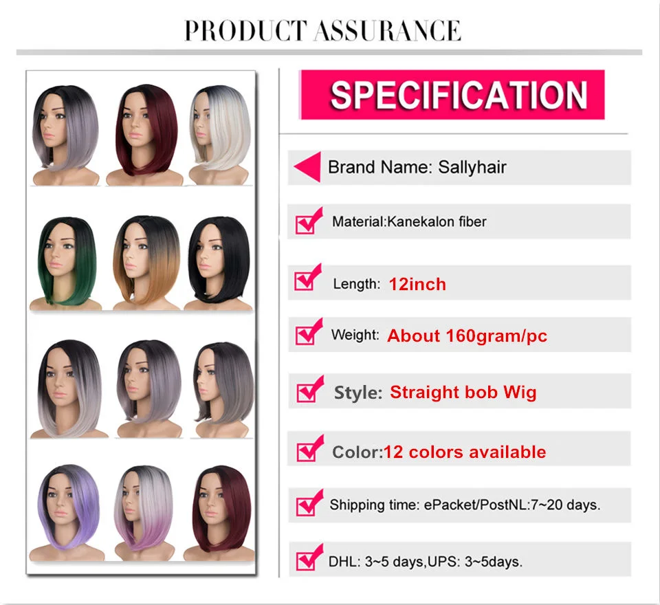 Sallyhair высокое Температура Синтетический прямой короткий Ombre черный, серебристый цвет СЕРЫЙ Цвет Американский Африканский Боб