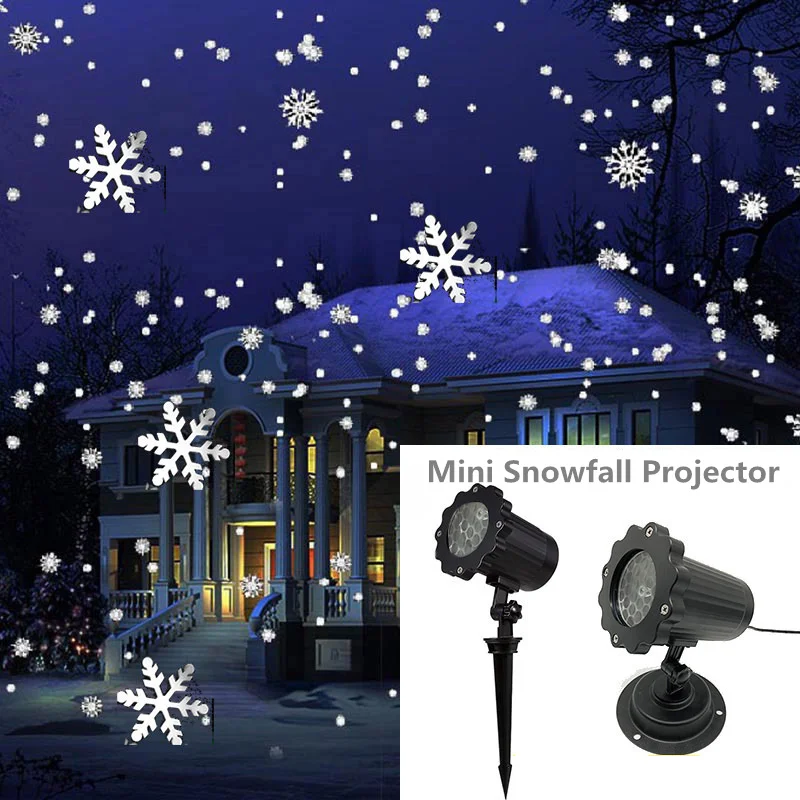 IP65 мобильный Снег Открытый Мини Снегопад лазерный проектор свет Рождественские снежинки Лазерная лампа для Рождество Сад Вечерние