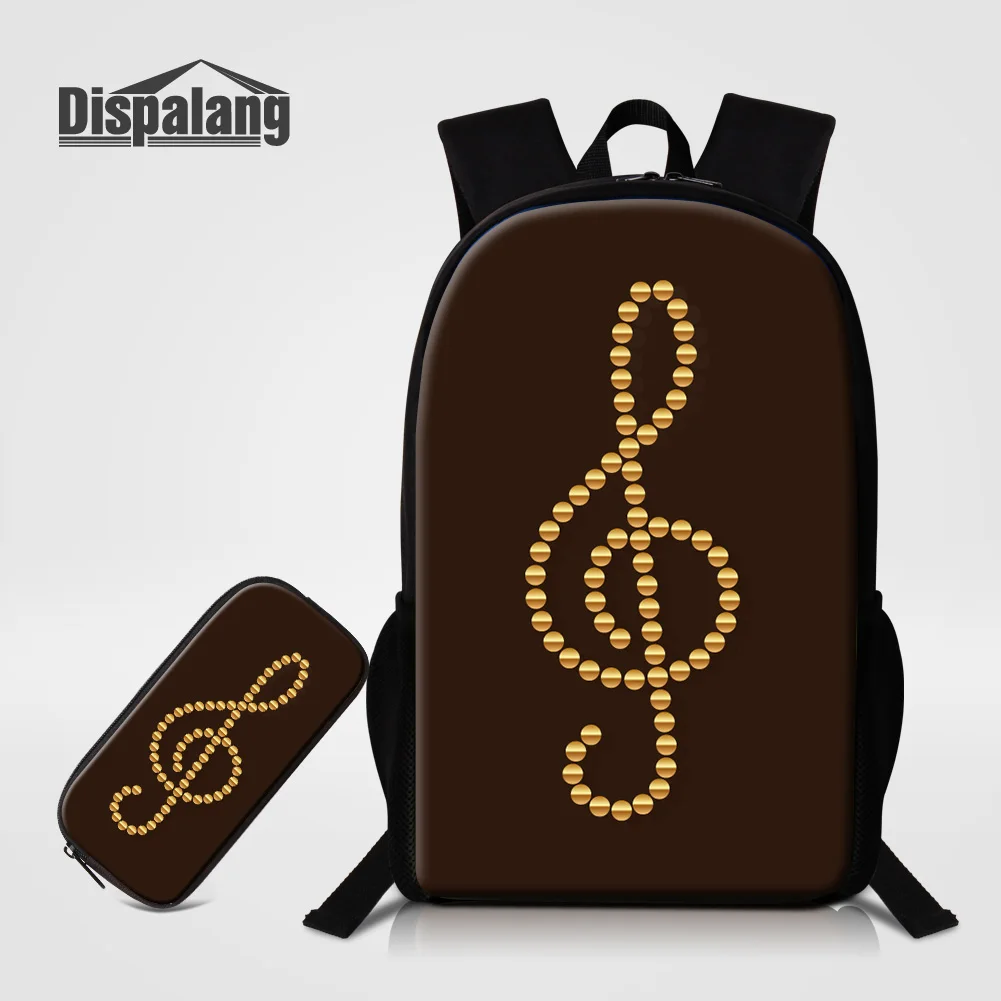 Dispalang 16 дюймов Большой Школьный рюкзак для подростков с музыкальной нотой Mochilas Escolar детский ежедневный рюкзак - Цвет: Светло-серый
