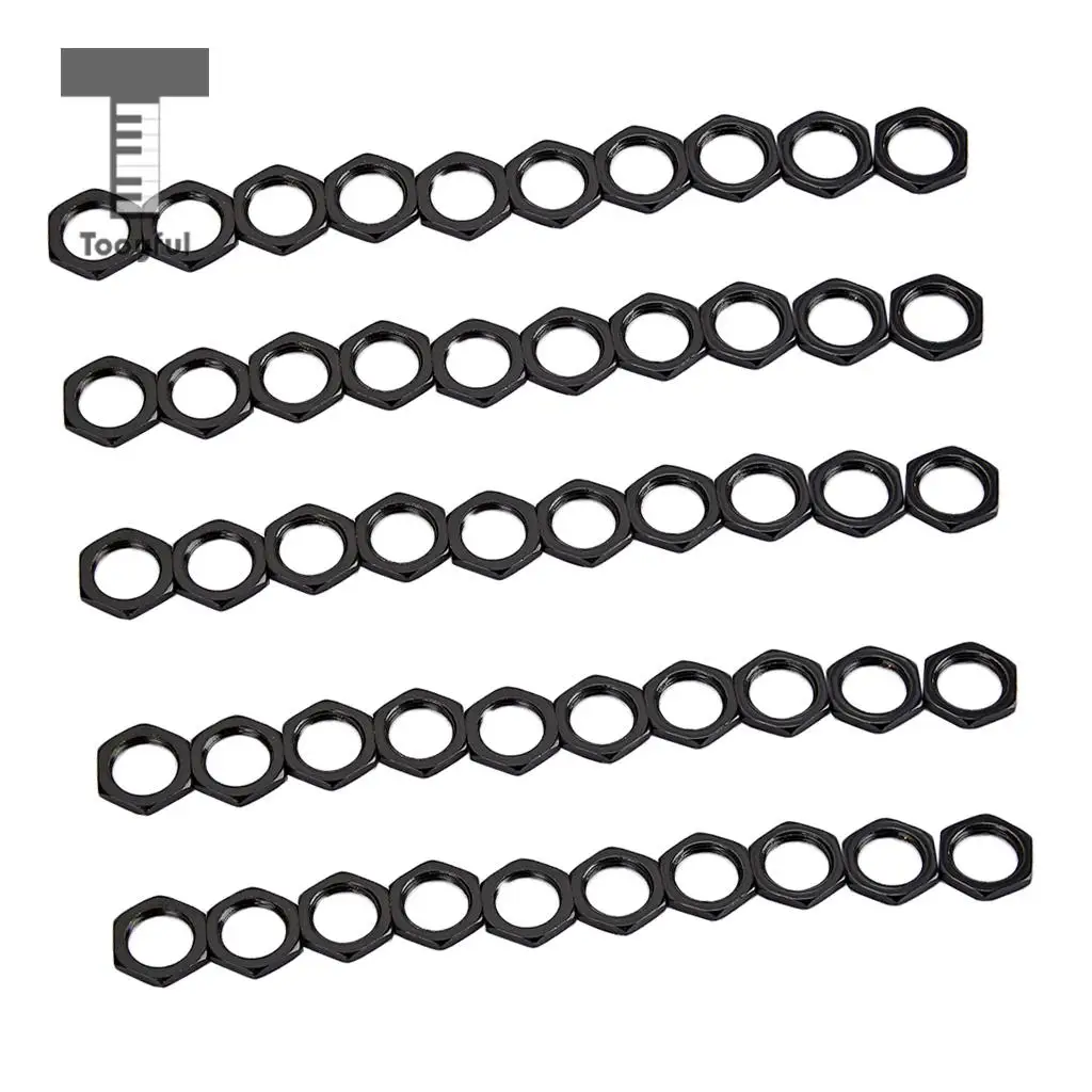 Tooyful 50 Pack Guitar Bass Jack Socket Nut Thin Nut for Guitar Parts Accessories 8mm Diameter