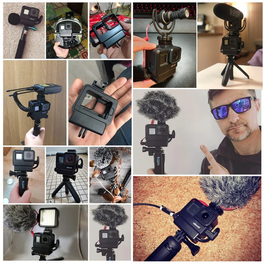 Защитный чехол Ulanzi V2, адаптер для микрофона для Gopro Vlogging Cage для Gopro Hero 7 6 5 с расширенным портом