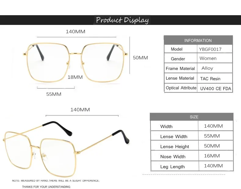 Retro Alloy Square Frame Eyeglasses Women Brand Clear Glasses Myopia Men Reading Computer Goggles Transparent Shades