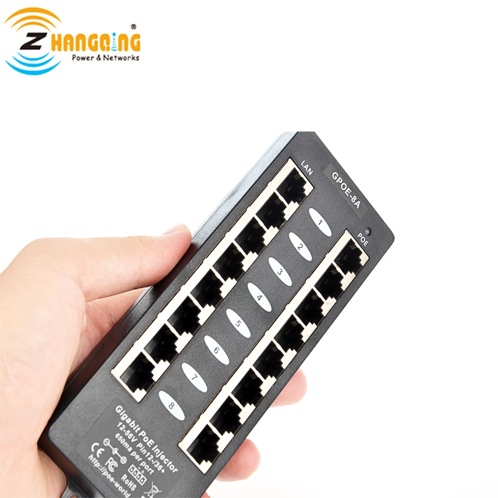 

48V Multi Port Gigabit PoE Injector with 8 Ports Power Over Ethernet Passive or 802.3af for Cisco 48v device and IP Camera