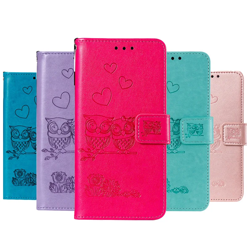 

New Owl Flip Wallet Case For Huawei Y5 Y6 Y7 Prime 2018 2019 Y5 Y6 II Cover Leather Bag For Huawei Honor 8A 7C 7A Pro 7S Case