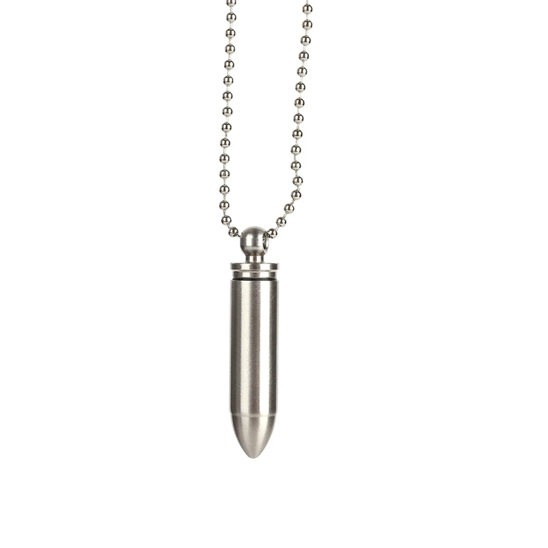 

Bullet Stainless Steel Pendant Outdoor Waterproof Tools Bin Durable No-fade Secret Case Perfume Bottle Memorial