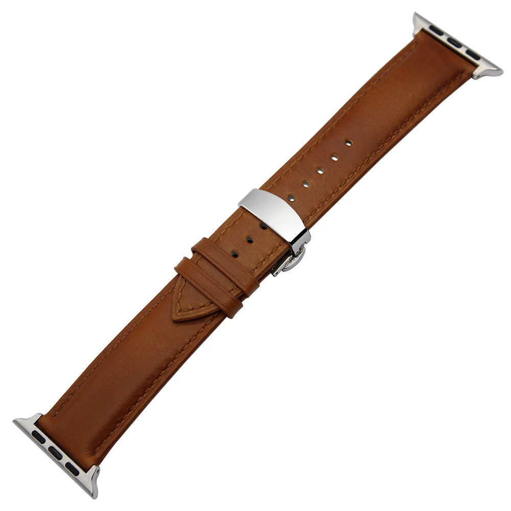 Ремешок итальянский из натуральной кожи для iWatch Apple Watch SE Series 6 5 4 3 2 1 38 мм 40 42 44 с