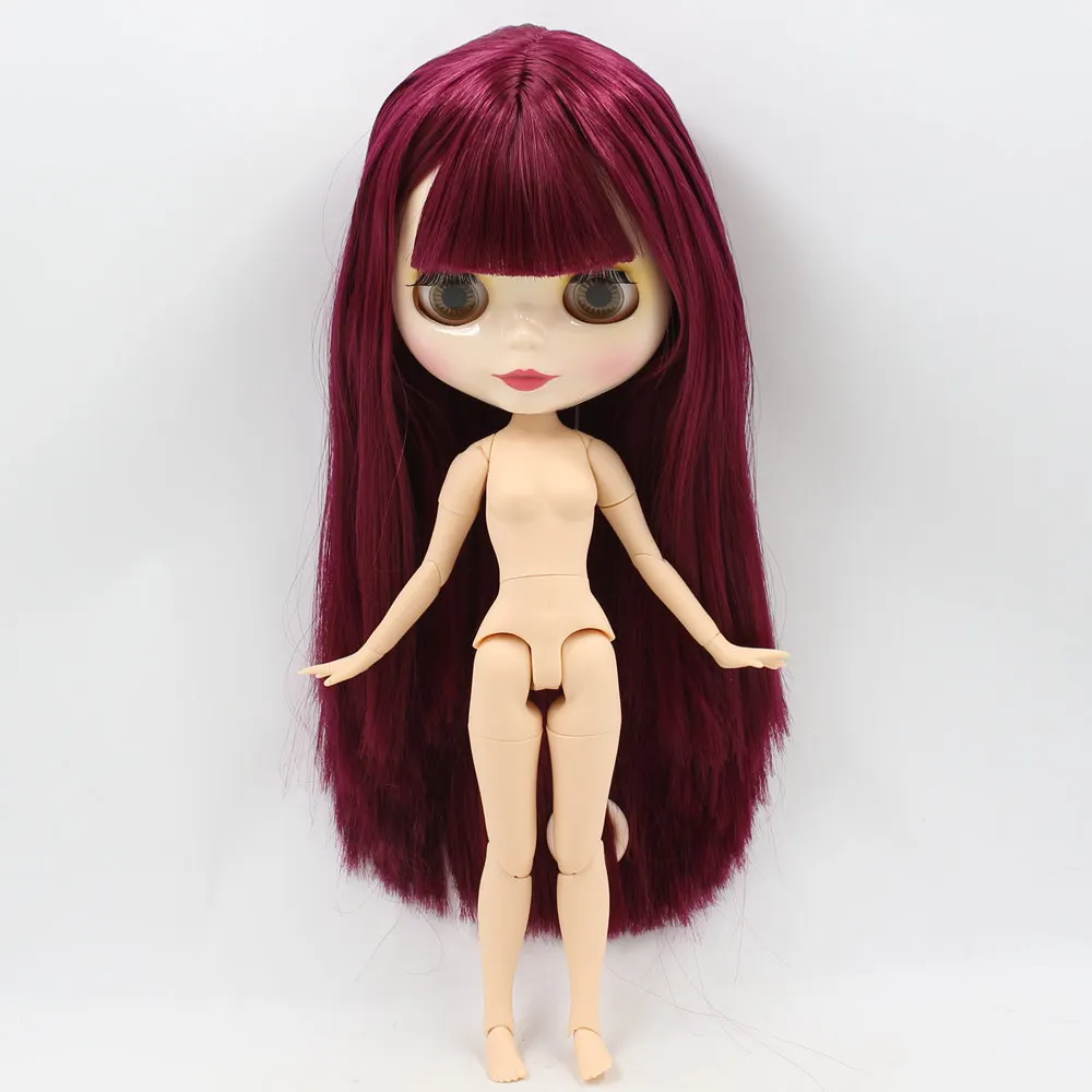 Nude Doll Blyth Joint Body 1/6 кукла белая кожа фиолетовые красные волосы с челкой глянцевое лицо ледяной подходит для DIY No. 260BL2361 bjd подарок для девочки - Цвет: Nude Doll
