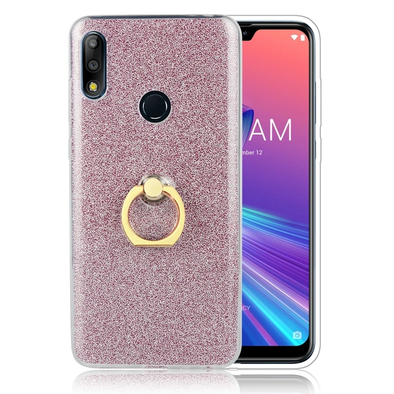Мягкая задняя крышка для ASUS Zenfone Max Pro M2 ZB631KL чехол для телефона с защитой от повреждений и кольцом держателем; модная женская обувь с блестками; силиконовый чехол для ZB631KL крышка