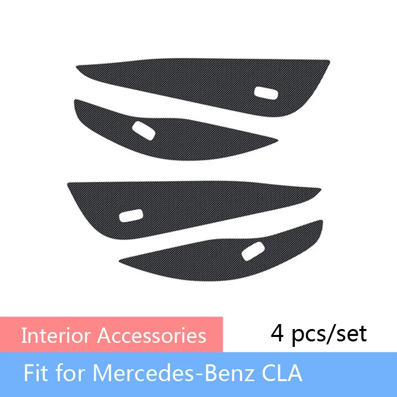Atreus 4 шт. для Mercedes W205 W213 Benz A C E CLA GLA GLE GLC класс стайлинга автомобилей 3D двери анти Kick Pad коврики углеродного волокна наклейки - Название цвета: For CLA 200-206