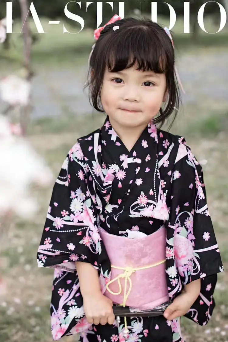 Новое японское традиционное хлопковое кимоно для косплея каваи японское кимоно юката для девочек кимоно с цветочным принтом платье с obi