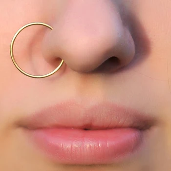 

15MM Big Nose Ring Handmade Piercing Jewelry Gold Filled 925 Silver Vintage Ring Septum Hoop Grillz Fake Punk Jewelry