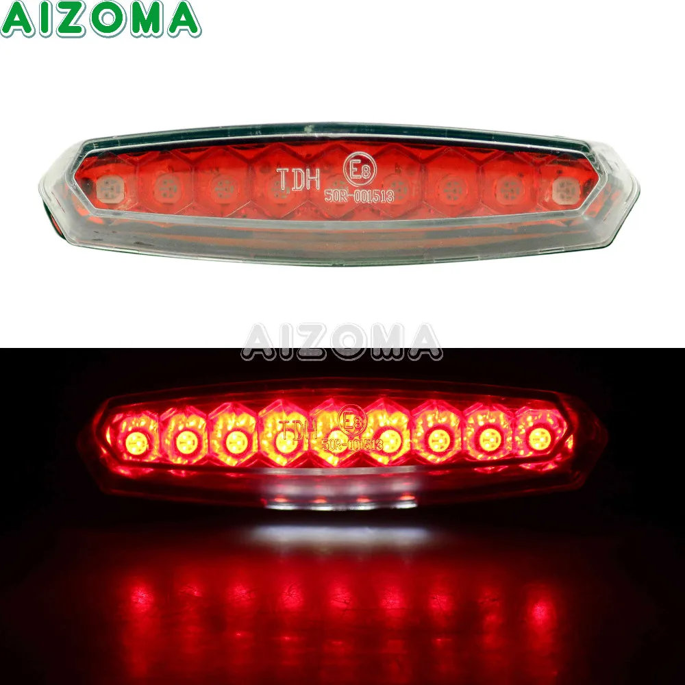 

Clear Lens Motorcycle Brake Stop Lights LED Taillight w/ License Plate Lamp Dirt Bike Universal Running Tail Lights